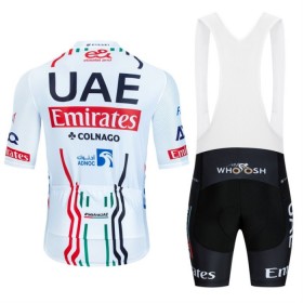 Set Fietsshirt + Korte Koersbroek 2024 UAE TEAM EMIRATES Wit